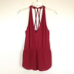 Express Maroon Red Caged Back Tank Size Small NWT